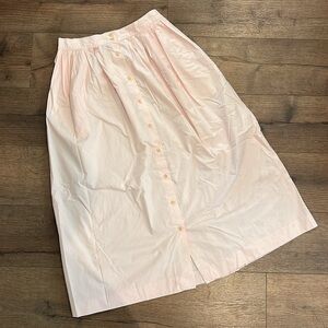 Vintage Powder Pink Pastel Button Down Maxi Cotton Spring Skirt 14